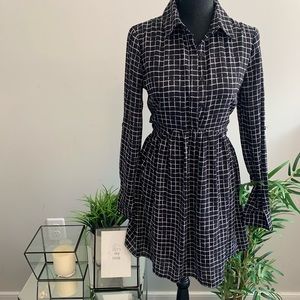 Long Sleeve Baby Doll Patterned Dress